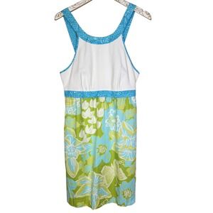 LILLY PULITZER Jubilee Ellery Dress Womens‎ 10 Green Floral Sleeveless Pockets